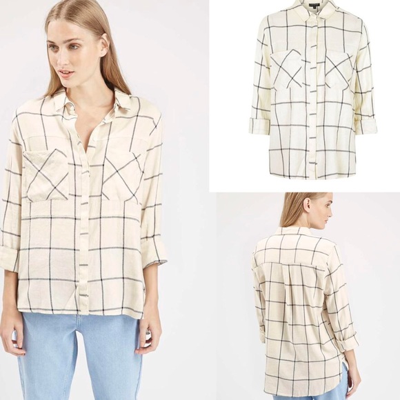Topshop Tops - Topshop Large Scale Checked Top
